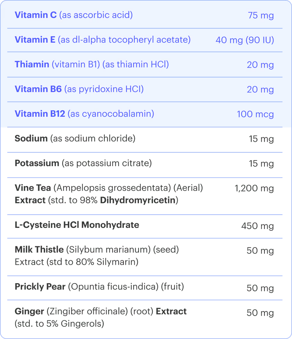 Nutritional label with vitamin and mineral content on a black background