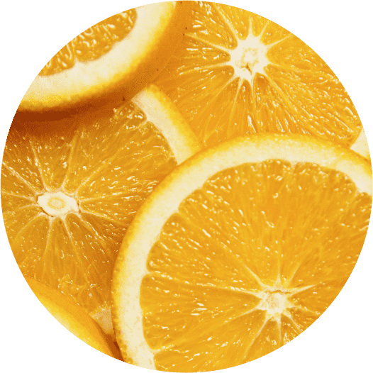 Close-up of sliced oranges on a transparent background