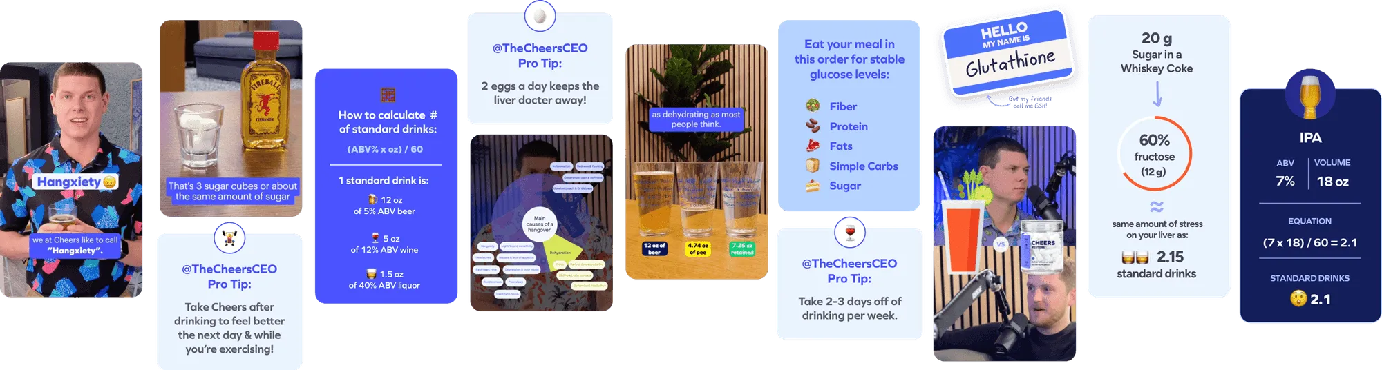 small information panels for cheers products