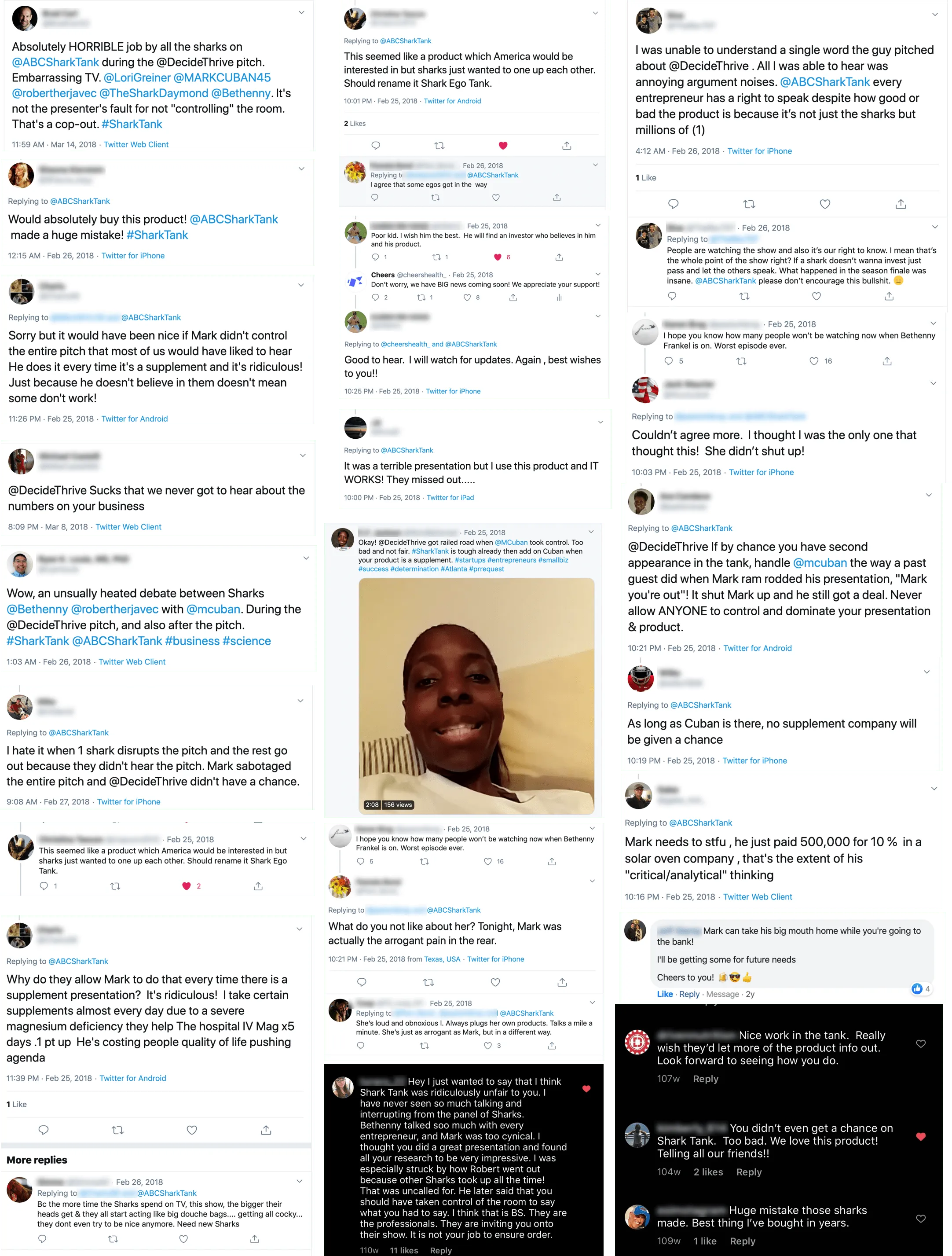 Collage of multiple tweets about Cheers being on shark Tank