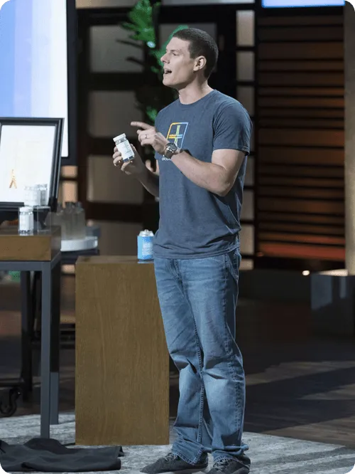 Cheers team member presenting on Shark Tank