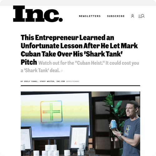 Inc articel about cheers and Shark Tank